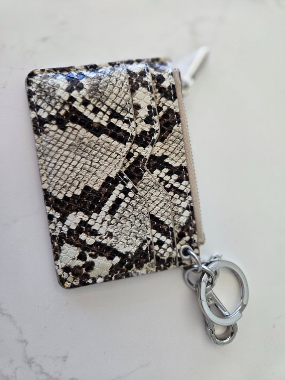 Sam Edelman Natural Python Print Coin Purse Card Holder – Neutral